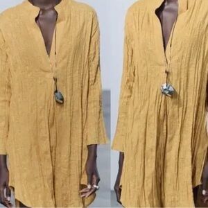 Zara Golden Yellow Linen Top